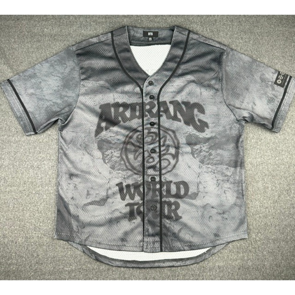 BTS Arirang World Tour Jungkook 97 Member Jersey Grey Black Mesh Shirt M/L